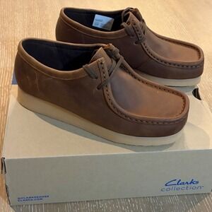 Clarks Padmora Shoes Women 7.5M Slip On Loafer Brown Smooth Wallabee Gum Sole